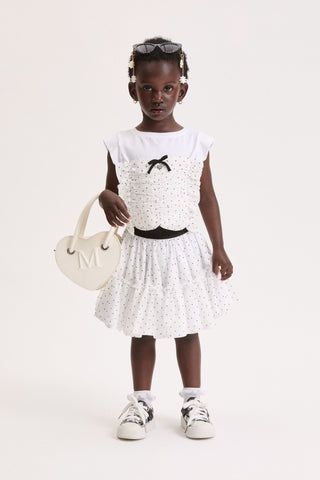 White and Black Polka Dot Skirt