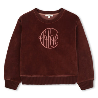 Crimson Velour Logo Crewneck
