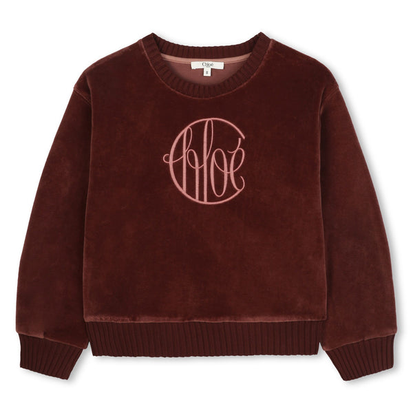 Crimson Velour Logo Crewneck