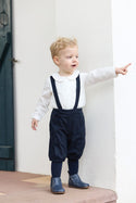 Navy Baby Suspender Pants