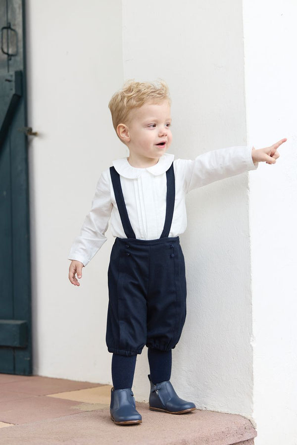 Navy Baby Suspender Pants