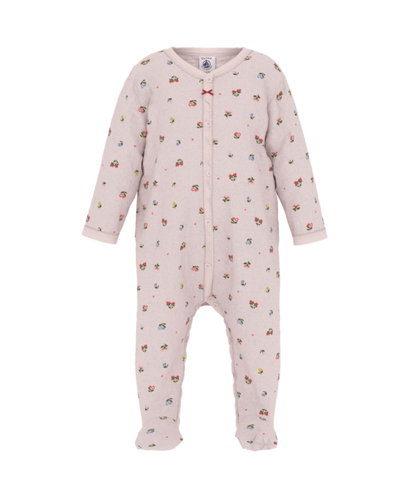 Pink with Multicolor Floral Velour Footie