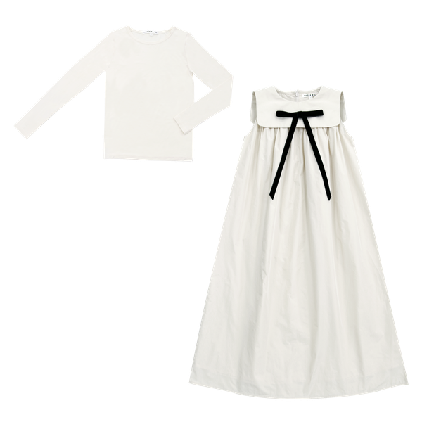 Ivory Taffeta Bow Maxi Jumper
