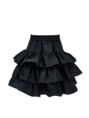 Black Taffeta Flounced Skirt