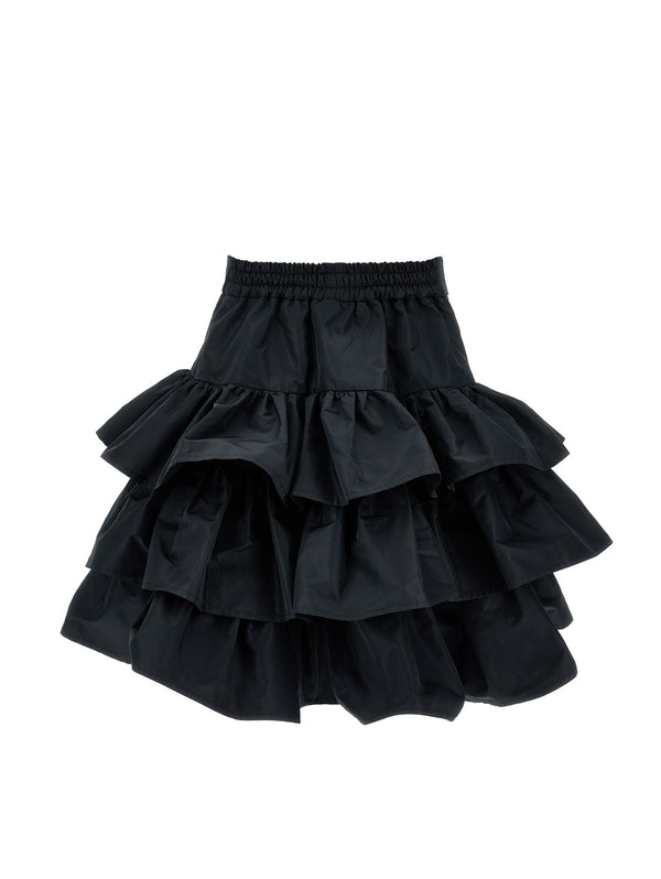 Black Taffeta Flounced Skirt