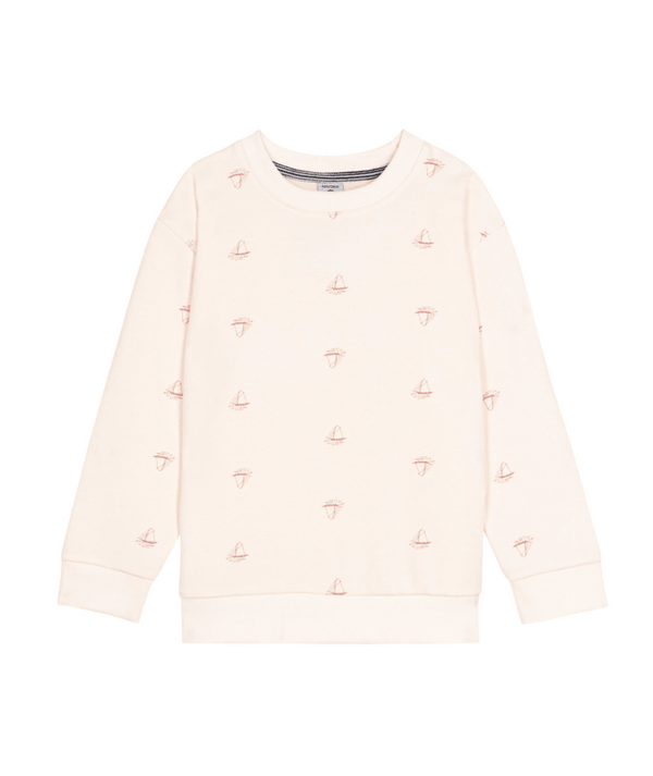 White and Red Boat Crewneck