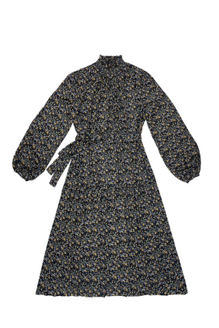 Black Small Print Taylor Dress