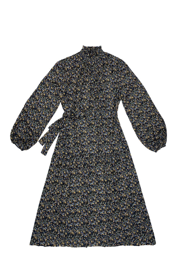 Black Small Print Taylor Dress