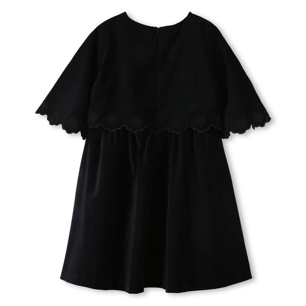 Blue Velvet Scallop Sleeve Dress