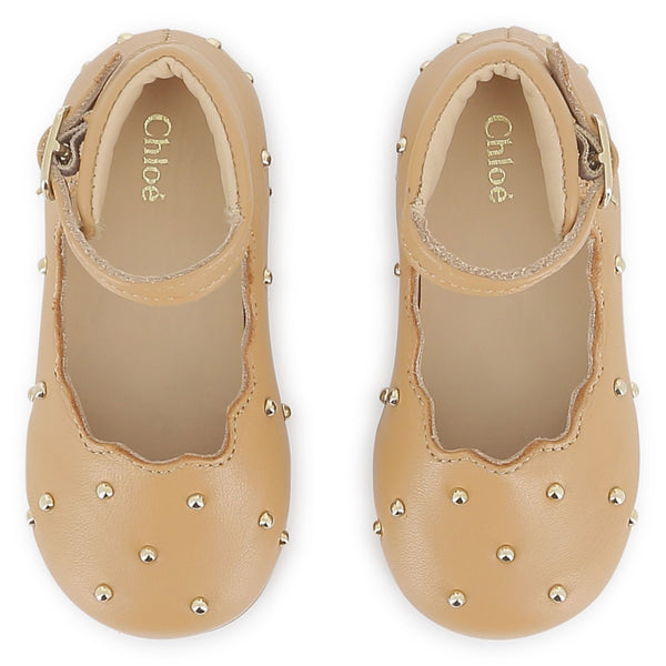 Beige Stud Ballet Flats