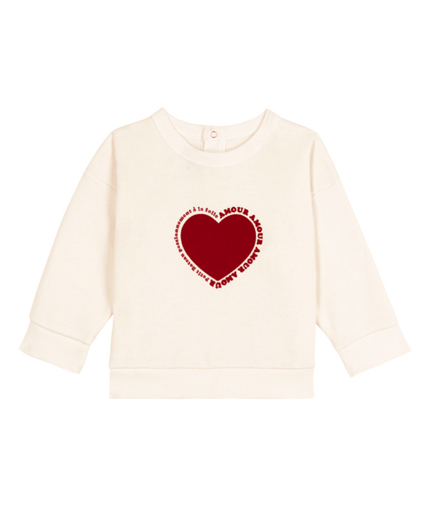 White Baby Red Heart Crewneck