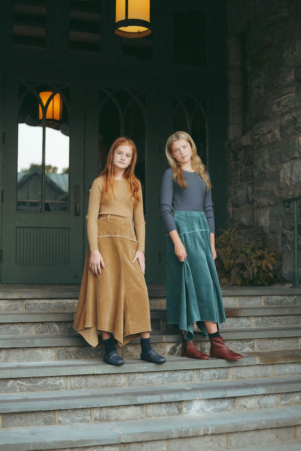 Camel Corduroy Midi Skirt