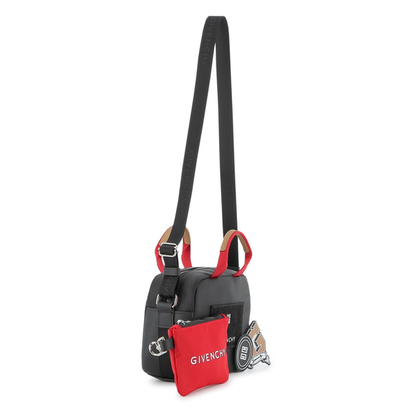 Black with Red Logo Pocket Messenger Bag