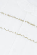 White with Gold Scallop Cotton Footie