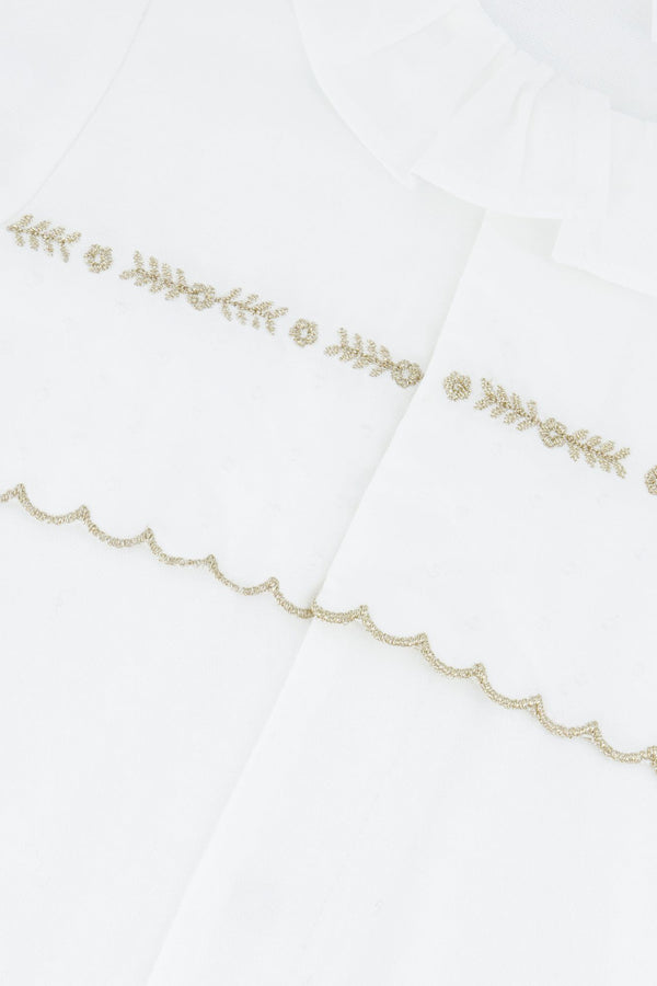 White with Gold Scallop Cotton Footie