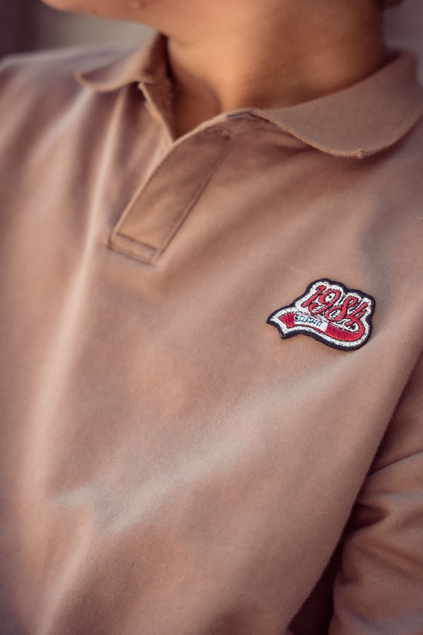 Taupe Graphic Polo Sweater