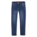 Blue Denim Stone Wash Slim Jeans