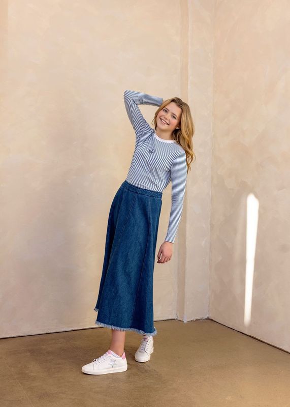 Denim Paneled Skirt