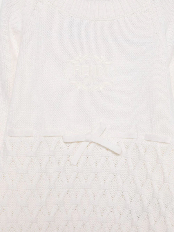 White Baby Long Sleeve Knitted Onesie