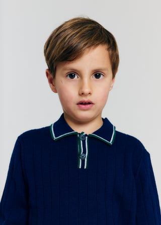 Navy Mir Yan Long Sleeve Polo