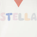 White Pink Stella Patches Crewneck