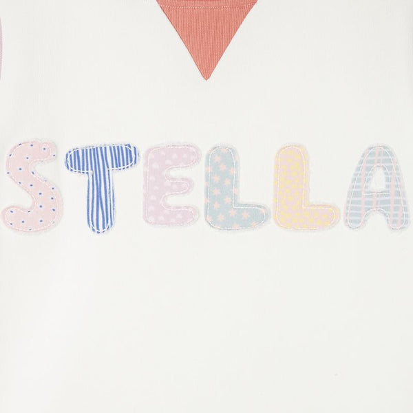 White Pink Stella Patches Crewneck
