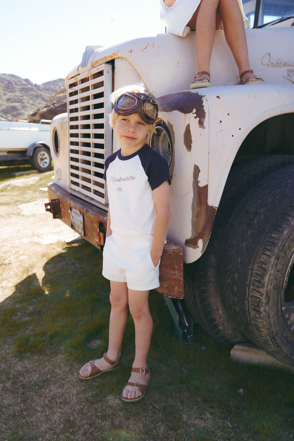 White and Navy Raglan Tee