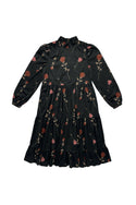 Black Velour Roses Emily Dress