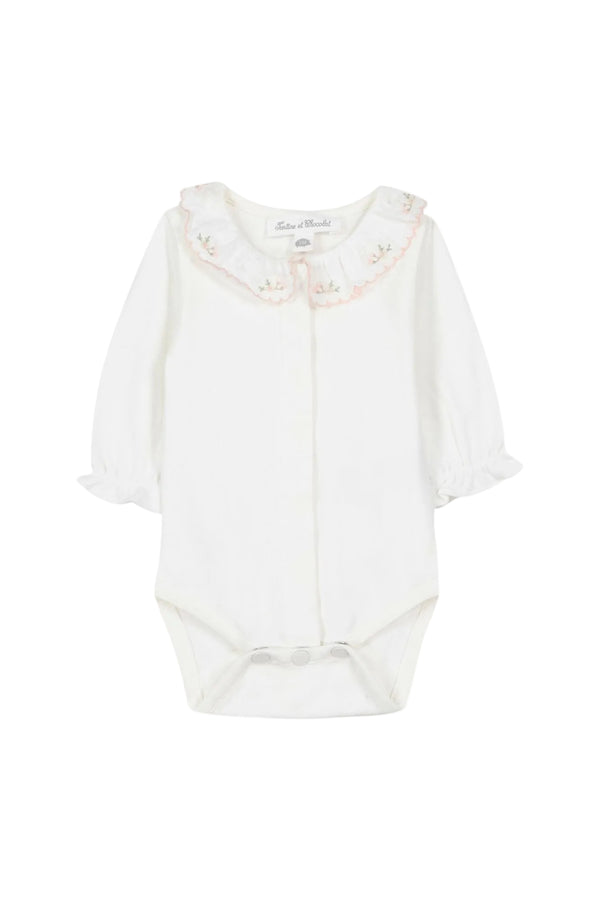 White Scallop Floral Collar Onesie