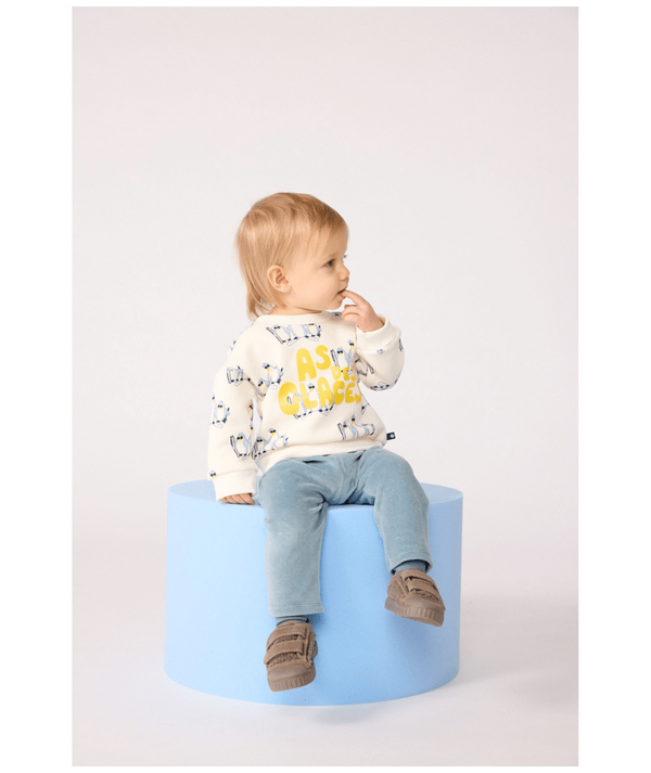 White Baby Penguin Print Crewneck