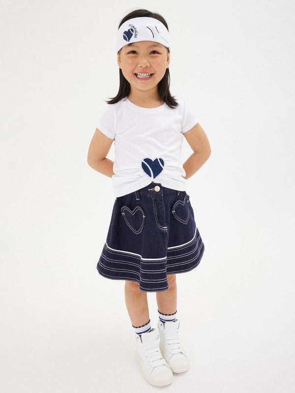 White with Navy Tennis Heart Gathering Tee