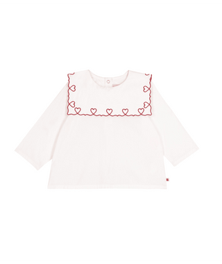 White Baby Embroidered Heart Blouse