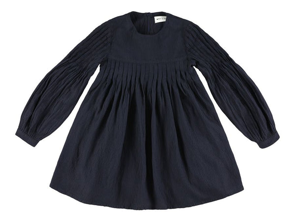 Navy Yndia Long Length Pleated Dress