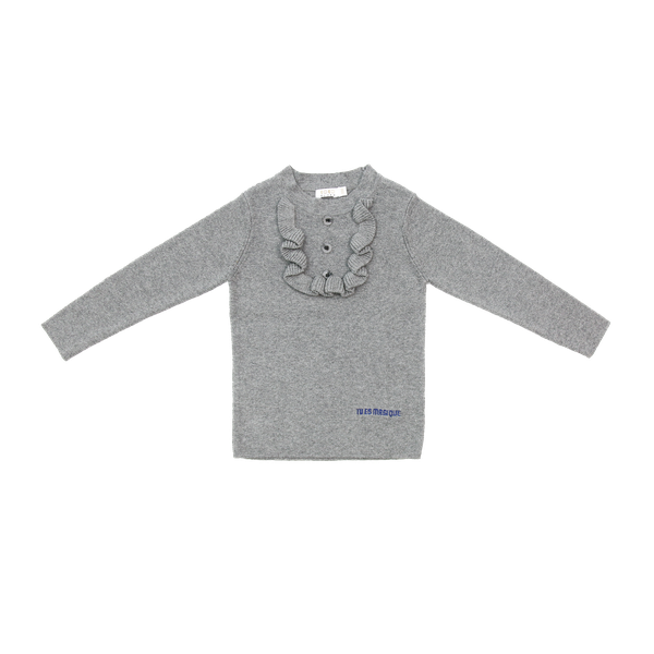 Grey Ruffle Bib Sweater