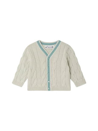 Grey and Blue Baby Cable Knit Giorginoli Cardigan