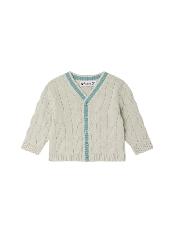 Grey and Blue Baby Cable Knit Giorginoli Cardigan
