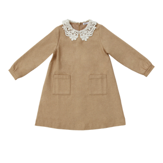 Camel Lace Collar Dress