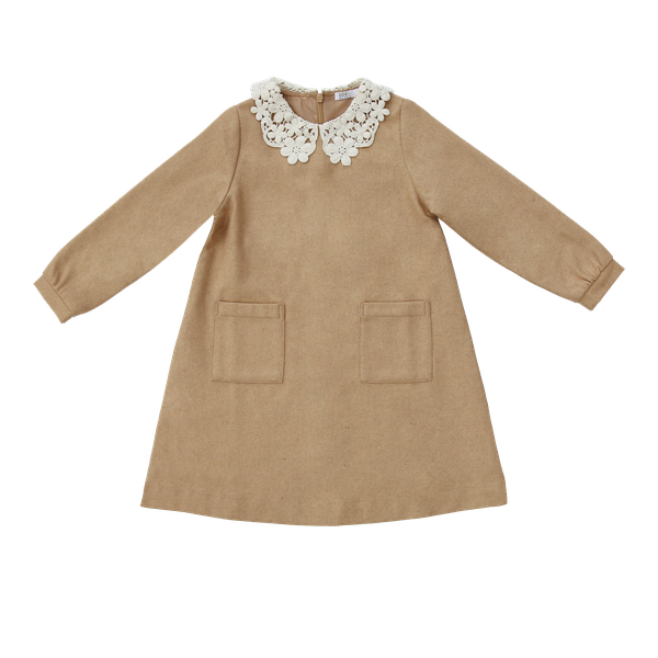 Camel Lace Collar Dress