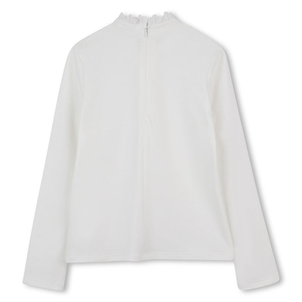 Off White Ruffle Trim Turtleneck