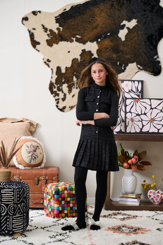 Black with Silver Shimmer Tweed Jumper