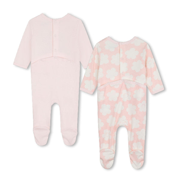 Pink Flower 2pc Footie Set