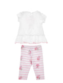 Pink and White Stripe and Roses Legging Set