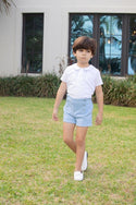 Pale Blue Button Shorts