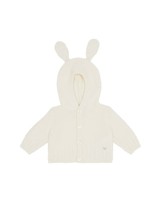 Ivory Knit Hooded Cardigan