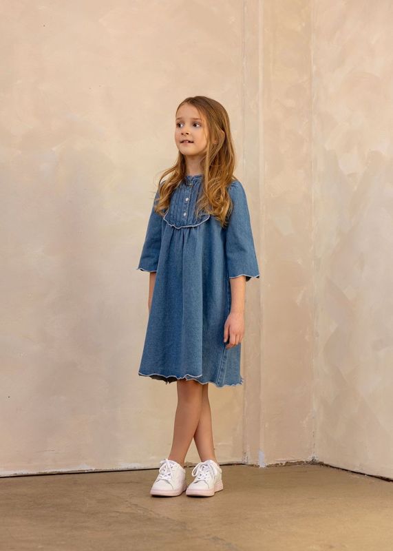 Denim Scalloped Dress