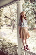 Camel Pleated Skirt