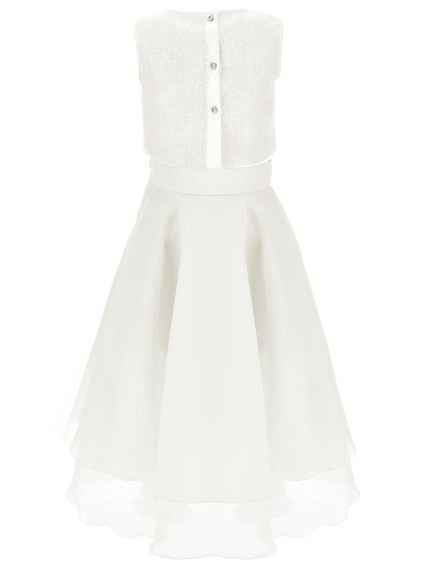 Ivory Organza Flower Detail Skirt Outfit