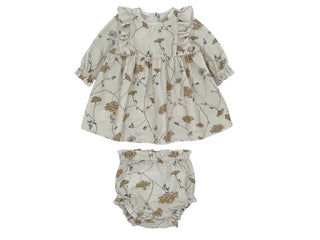 Cream Floral Vine Bloomer and Dress