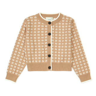 Beige with White FF Knit Cardigan