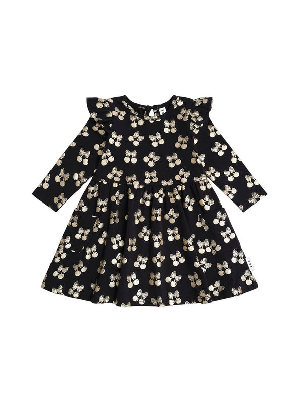 Black and Gold Cherry Pie Dress